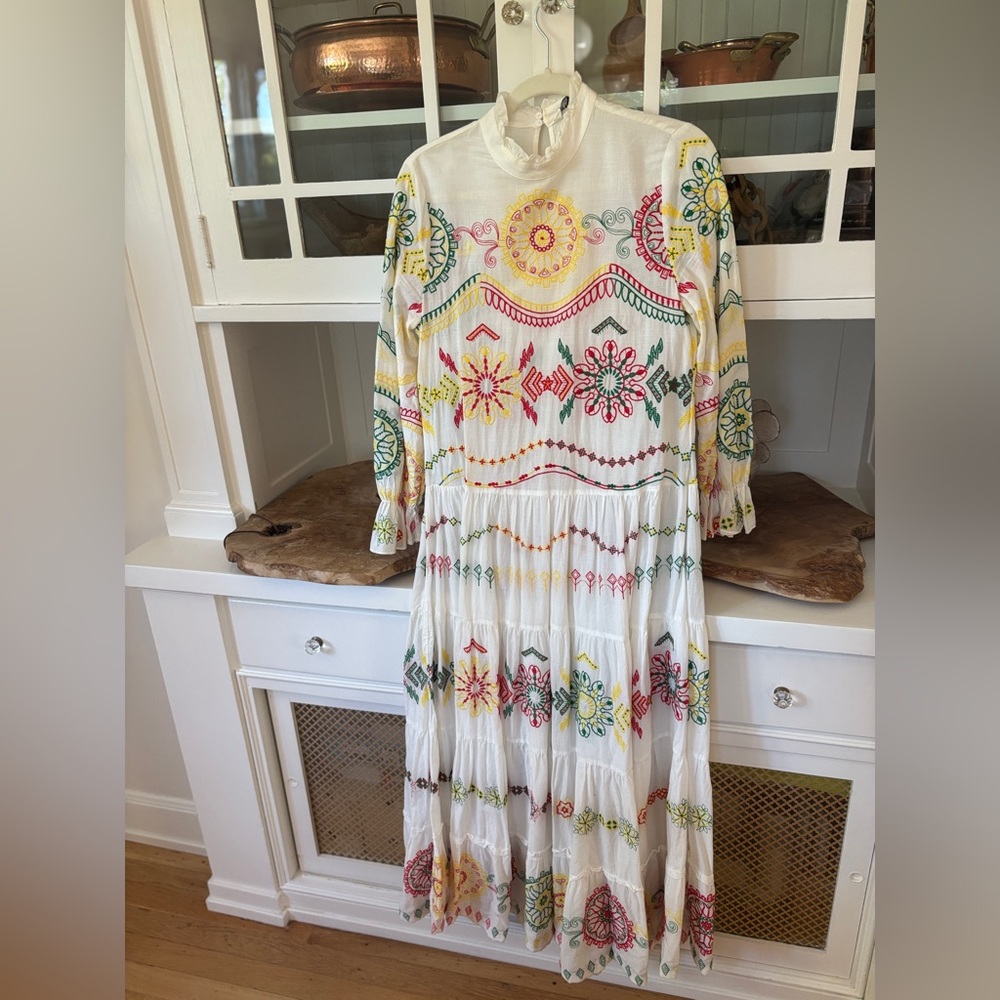 Zara Multicolor Embroidered Long Sleeve Dress